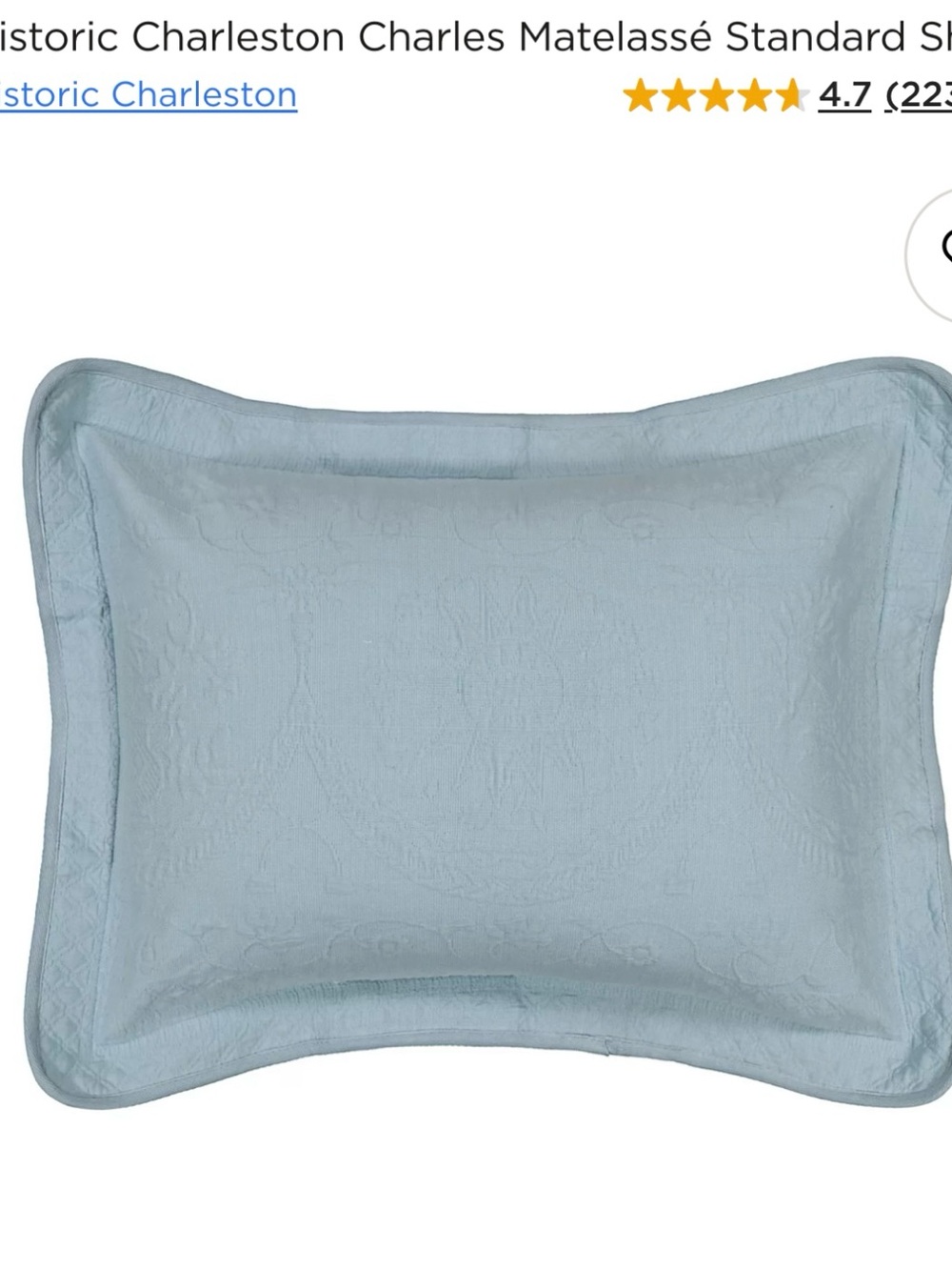 Light Blue Matelassé Standard Sham